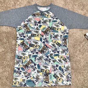 Disney LuLaRoe Sloan Top 12 Mickey Mouse Gray Raglan 3/4  Sleeve Shirt NWT